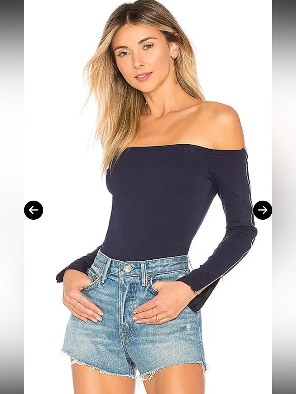 superdown black Off-the-Shoulder Long Sleeve Crop Top